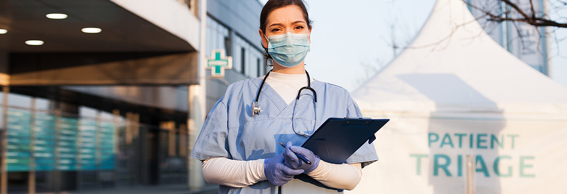 A fronline responder, header image for TCM in Historic Pandemics