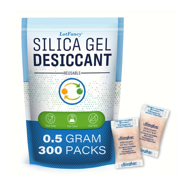 Silica Gel Desiccant Packets (300 packets, 0.5g/packet)