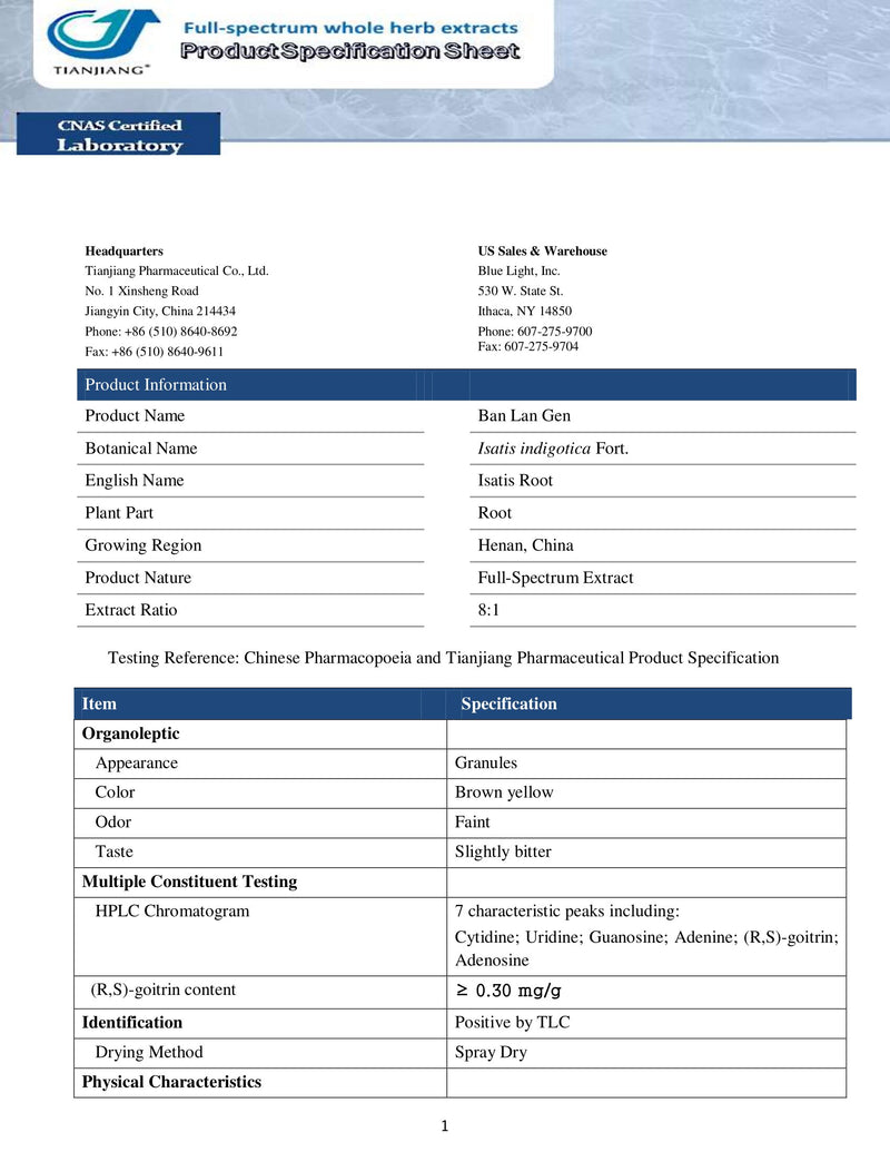 Ban Lan Gen 8:1 - 板蓝根 - Isatis Root (1KG/2.2 LB/foil bag)